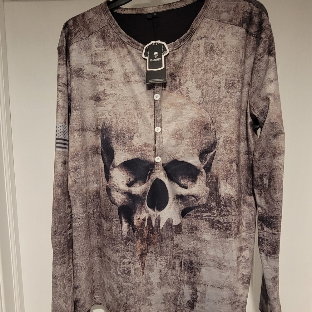 Jellybuddy Men's long sleeve skull shirt. New. Small - Picture 2 of 5